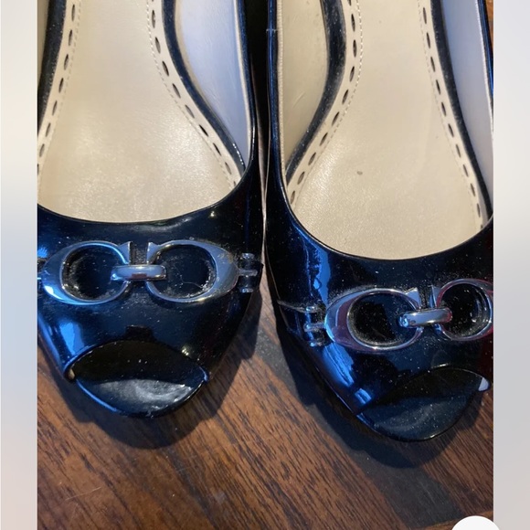 Coach Women’s Black Patent Leather Precious Q1383 A3255 Wedge Shoes Size 7M NEW! - Picture 3 of 12